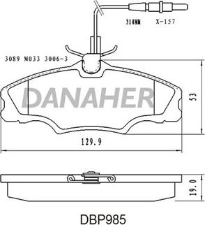 Danaher DBP985 - Гальмівні колодки, дискові гальма autozip.com.ua