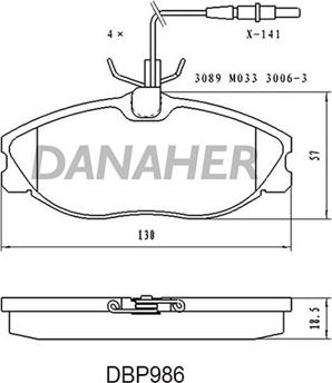 Danaher DBP986 - Гальмівні колодки, дискові гальма autozip.com.ua