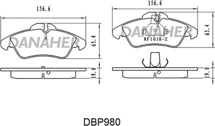 Danaher DBP980 - Гальмівні колодки, дискові гальма autozip.com.ua