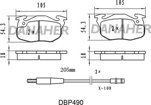 Danaher DBP490 - Гальмівні колодки, дискові гальма autozip.com.ua