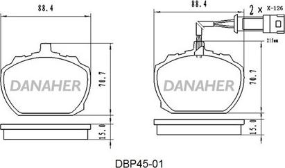 Danaher DBP45-01 - Гальмівні колодки, дискові гальма autozip.com.ua
