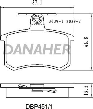 Danaher DBP451/1 - Гальмівні колодки, дискові гальма autozip.com.ua