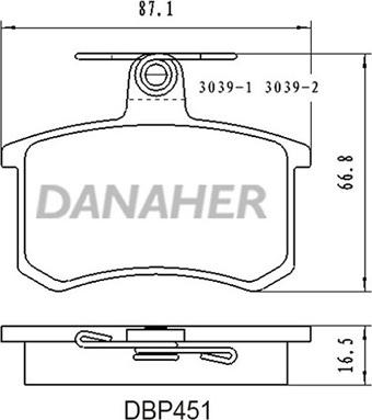 Danaher DBP451 - Гальмівні колодки, дискові гальма autozip.com.ua