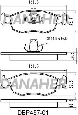 Danaher DBP457-01 - Гальмівні колодки, дискові гальма autozip.com.ua