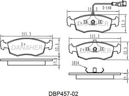 Danaher DBP457-02 - Гальмівні колодки, дискові гальма autozip.com.ua