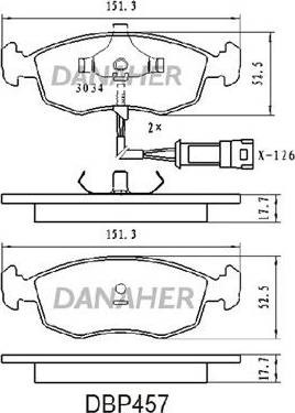 Danaher DBP457 - Гальмівні колодки, дискові гальма autozip.com.ua