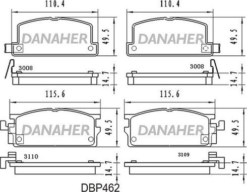 Danaher DBP462 - Гальмівні колодки, дискові гальма autozip.com.ua