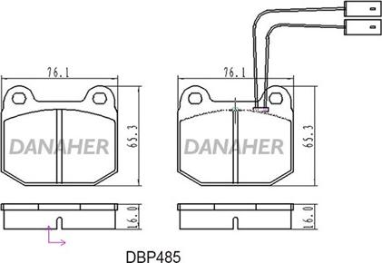 Danaher DBP485 - Гальмівні колодки, дискові гальма autozip.com.ua