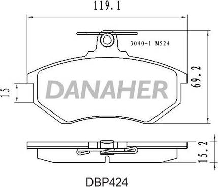 Danaher DBP424 - Гальмівні колодки, дискові гальма autozip.com.ua