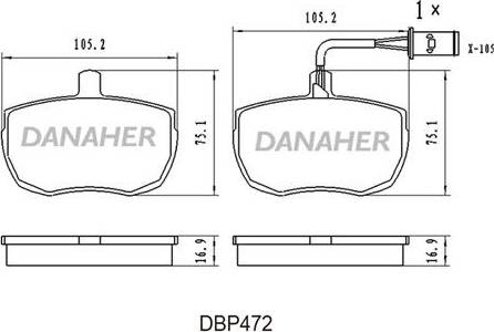 Danaher DBP472 - Гальмівні колодки, дискові гальма autozip.com.ua