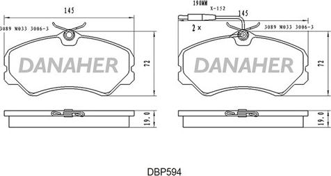 Danaher DBP594 - Гальмівні колодки, дискові гальма autozip.com.ua