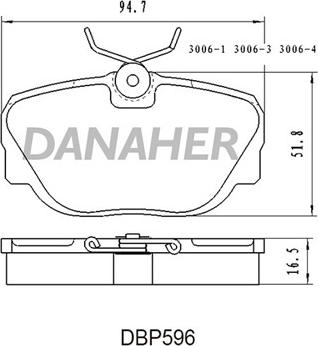 Danaher DBP596 - Гальмівні колодки, дискові гальма autozip.com.ua