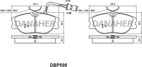 Danaher DBP598 - Гальмівні колодки, дискові гальма autozip.com.ua