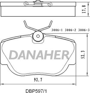 Danaher DBP597/1 - Гальмівні колодки, дискові гальма autozip.com.ua