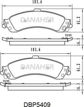 Danaher DBP5409 - Гальмівні колодки, дискові гальма autozip.com.ua