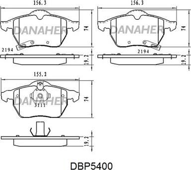 Danaher DBP5400 - Гальмівні колодки, дискові гальма autozip.com.ua