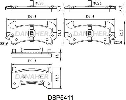 Danaher DBP5411 - Гальмівні колодки, дискові гальма autozip.com.ua
