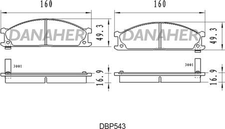 Danaher DBP543 - Гальмівні колодки, дискові гальма autozip.com.ua