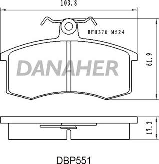 Danaher DBP551 - Гальмівні колодки, дискові гальма autozip.com.ua