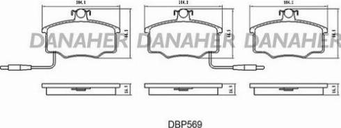 Danaher DBP569 - Гальмівні колодки, дискові гальма autozip.com.ua