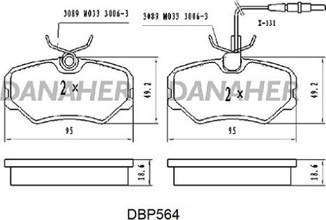 Danaher DBP564 - Гальмівні колодки, дискові гальма autozip.com.ua