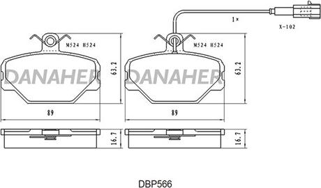 Danaher DBP566 - Гальмівні колодки, дискові гальма autozip.com.ua