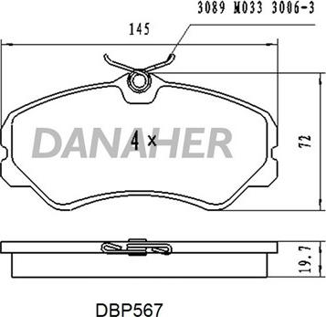 Danaher DBP567 - Гальмівні колодки, дискові гальма autozip.com.ua