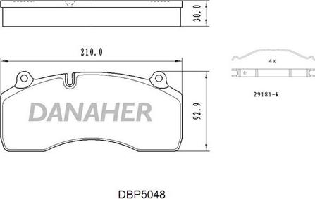 Danaher DBP5048 - Гальмівні колодки, дискові гальма autozip.com.ua