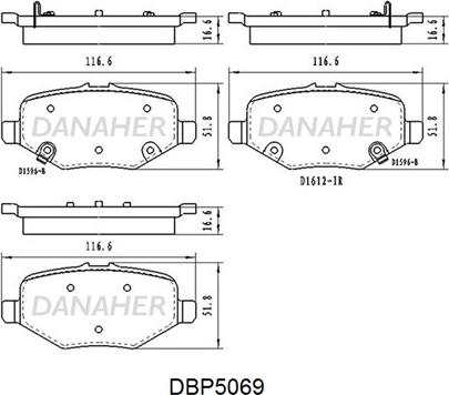 Danaher DBP5069 - Гальмівні колодки, дискові гальма autozip.com.ua