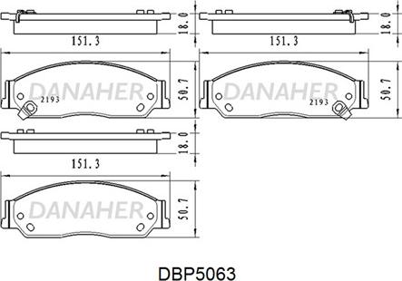 Danaher DBP5063 - Гальмівні колодки, дискові гальма autozip.com.ua