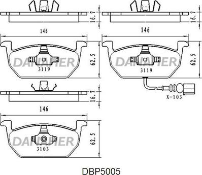 Danaher DBP5005 - Гальмівні колодки, дискові гальма autozip.com.ua