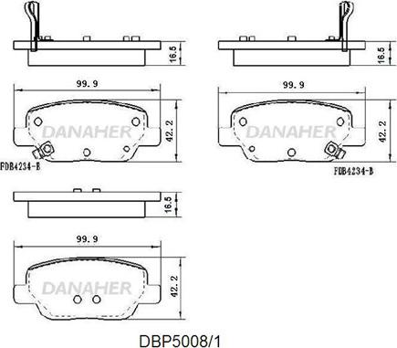 Danaher DBP5008/1 - Гальмівні колодки, дискові гальма autozip.com.ua