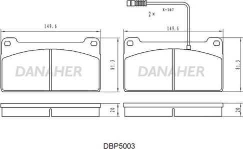 Danaher DBP5003 - Гальмівні колодки, дискові гальма autozip.com.ua