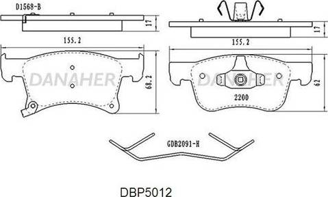 Danaher DBP5012 - Гальмівні колодки, дискові гальма autozip.com.ua