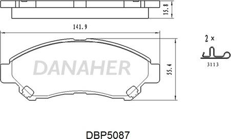 Danaher DBP5087 - Гальмівні колодки, дискові гальма autozip.com.ua