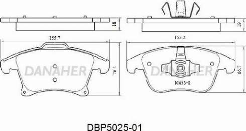 Danaher DBP5025-01 - Гальмівні колодки, дискові гальма autozip.com.ua