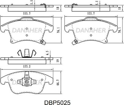 Danaher DBP5025 - Гальмівні колодки, дискові гальма autozip.com.ua