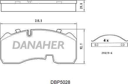 Danaher DBP5028 - Гальмівні колодки, дискові гальма autozip.com.ua