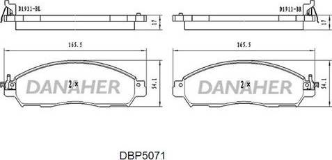 Danaher DBP5071 - Гальмівні колодки, дискові гальма autozip.com.ua