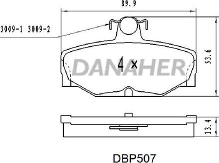 Danaher DBP507 - Гальмівні колодки, дискові гальма autozip.com.ua