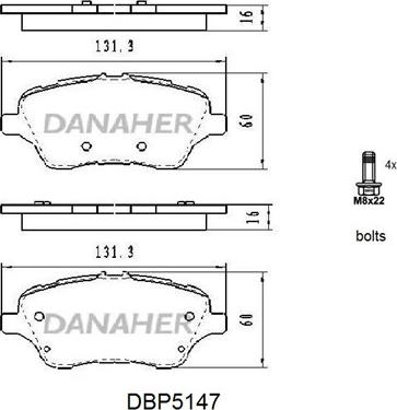 Danaher DBP5147 - Гальмівні колодки, дискові гальма autozip.com.ua