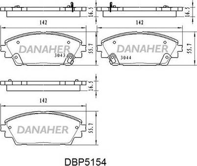 Danaher DBP5154 - Гальмівні колодки, дискові гальма autozip.com.ua