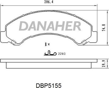 Danaher DBP5155 - Гальмівні колодки, дискові гальма autozip.com.ua