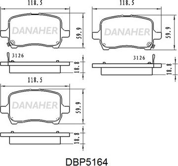 Danaher DBP5164 - Гальмівні колодки, дискові гальма autozip.com.ua