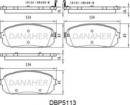 Danaher DBP5113 - Гальмівні колодки, дискові гальма autozip.com.ua