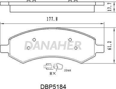 Danaher DBP5184 - Гальмівні колодки, дискові гальма autozip.com.ua