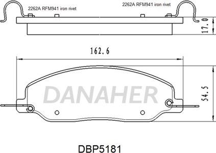 Danaher DBP5181 - Гальмівні колодки, дискові гальма autozip.com.ua