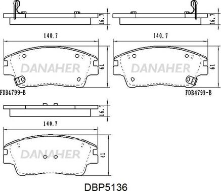 Danaher DBP5136 - Гальмівні колодки, дискові гальма autozip.com.ua