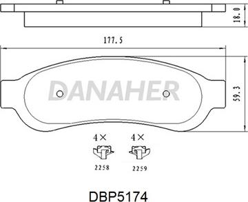 Danaher DBP5174 - Гальмівні колодки, дискові гальма autozip.com.ua