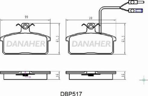 Danaher DBP517 - Гальмівні колодки, дискові гальма autozip.com.ua